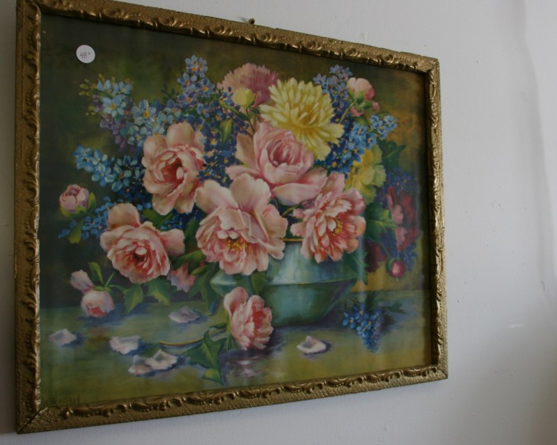 There are other antiques and collectibles in Jeff's shop besides furniture. I absolutely adore this floral print.