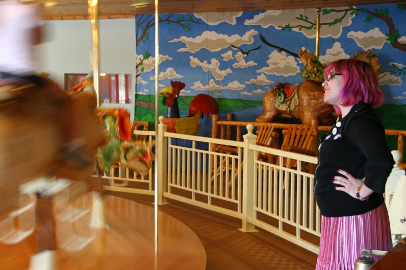 This LARK employee dressed the part of a fun-loving carousel attendant.