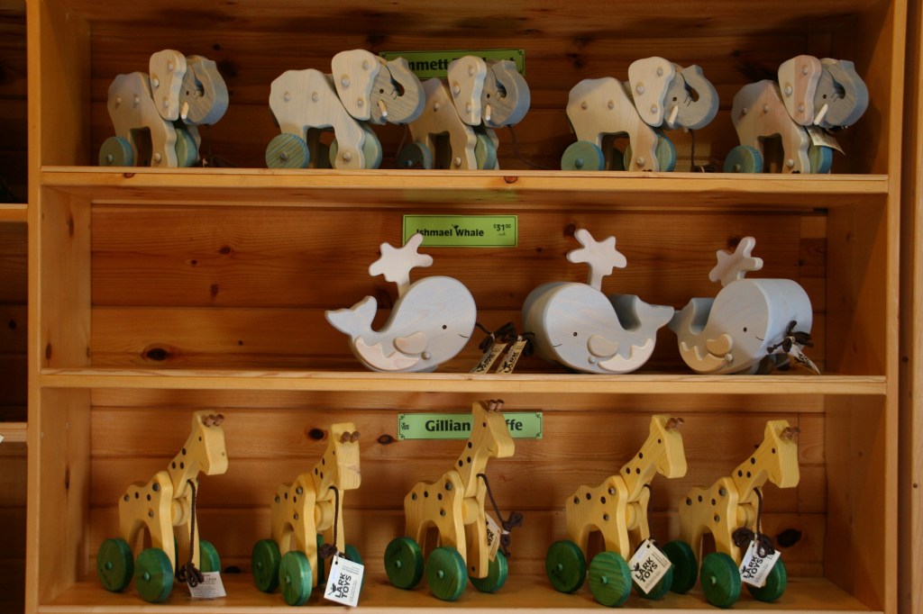 More animal pull toys handcrafted by LARK Toys artisans.