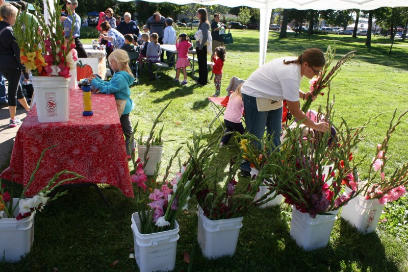 A mom and her young daughters sell gladioli through their business, Three Glad Girls.