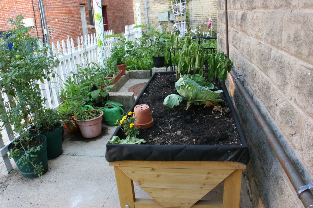 The garden even includes a raised bed for veggies and flowers.