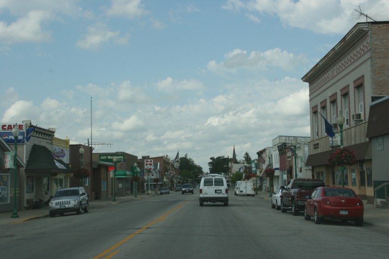 Driving through downtown St. Charles, Minnesota, population around 3,700.