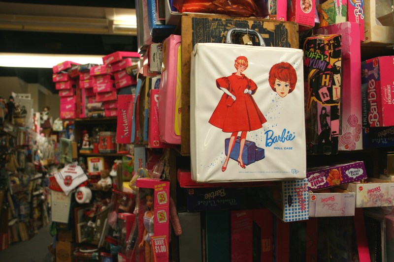 There's a whole section of Barbie dolls and Barbie stuff.