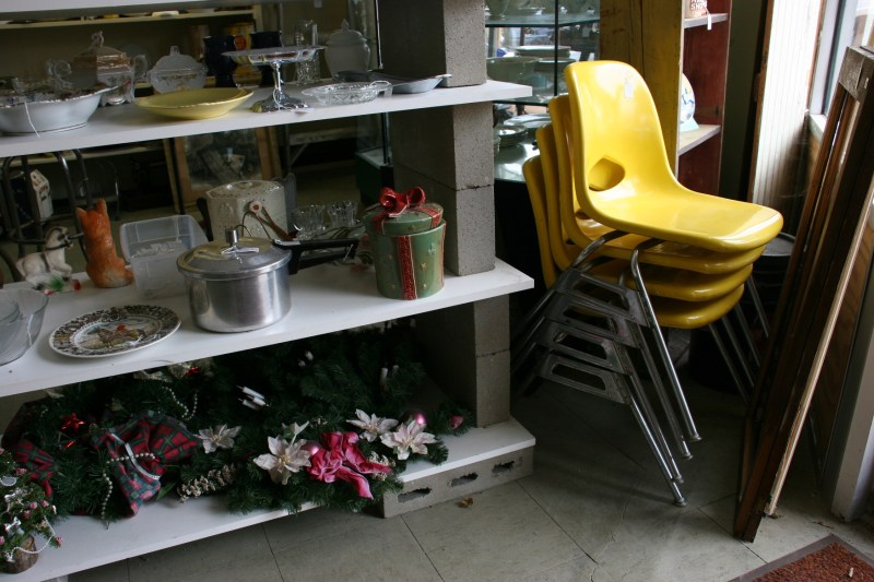 Just inside the front door, the canary yellow molded chairs caught my eye.
