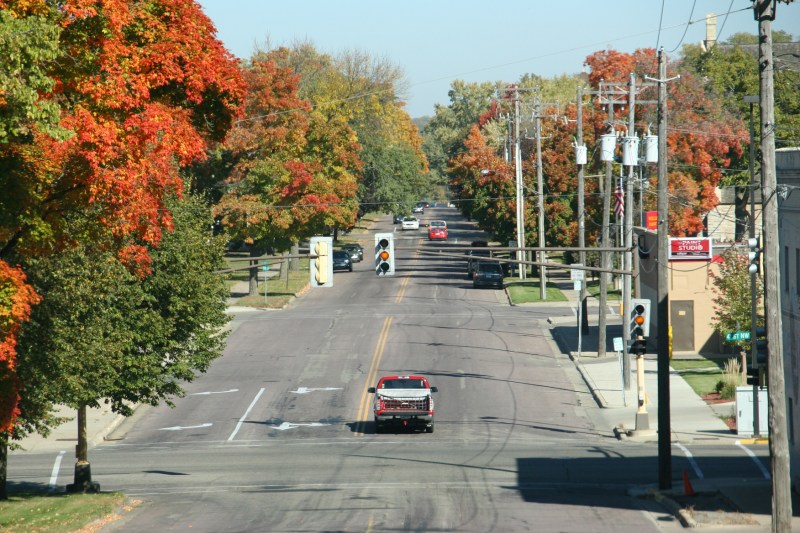 Nearly noon on Sunday along Second Avenue in Faribault, Minnesota.