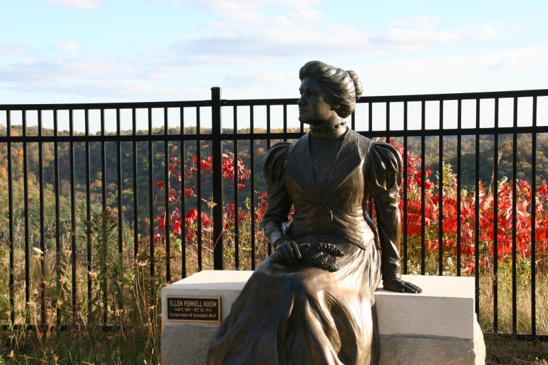 This sculpture, installed in September, honors La Crosse resident Ellen Hixon. Sh saved this bluff from developers.