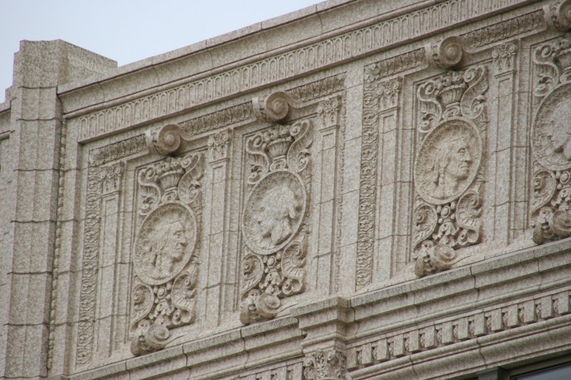 Architectural details on the bank.