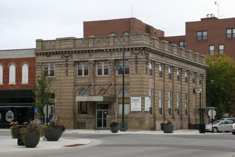 Another former bank building in the downtown.