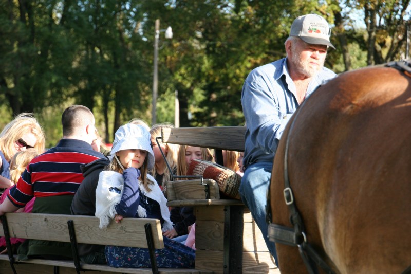 Mike and Pat Fuchs brought their horses and wagon for free rides.