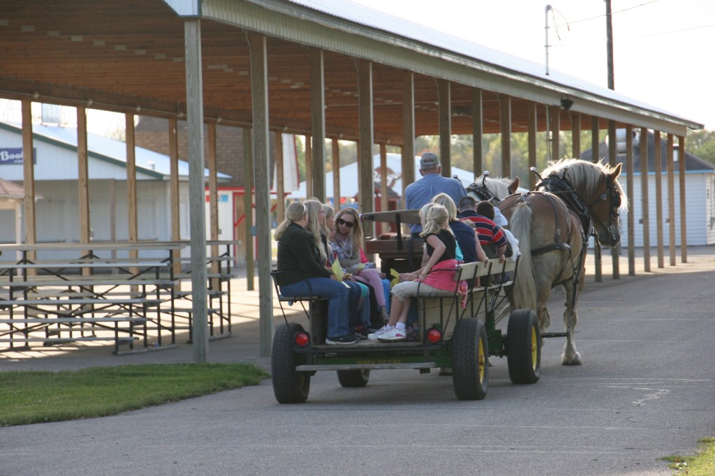 Driving through the fairgrounds.
