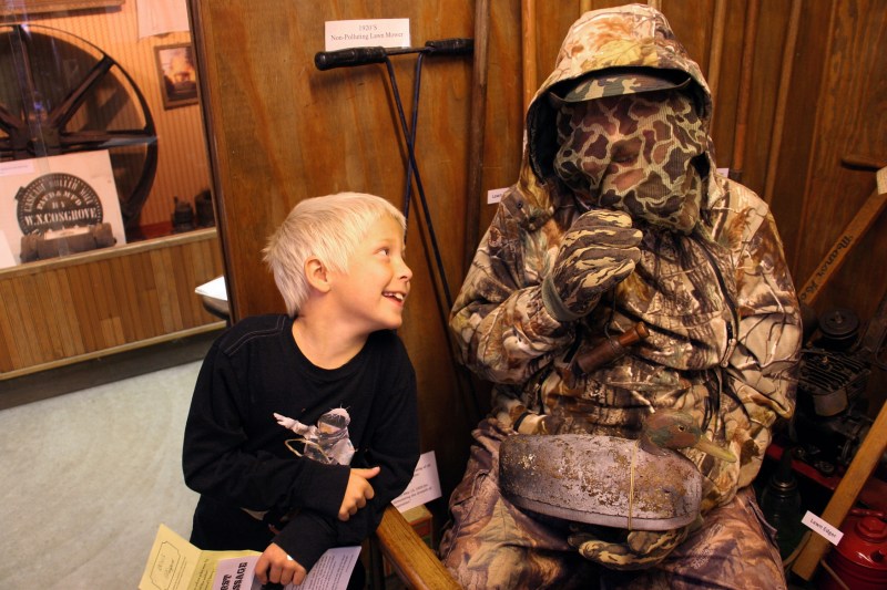 Every time this little guy poked the duck hunter, a duck call emitted. Eventually, he figured out that a real man, Brian Schmidt, was under all that garb. This is the moment Brian revealed himself.