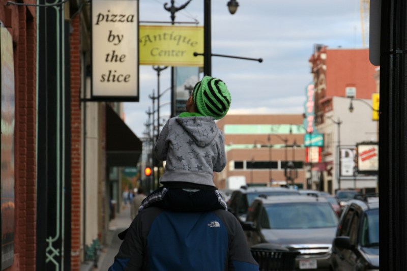 Strolling through downtown La Crosse.