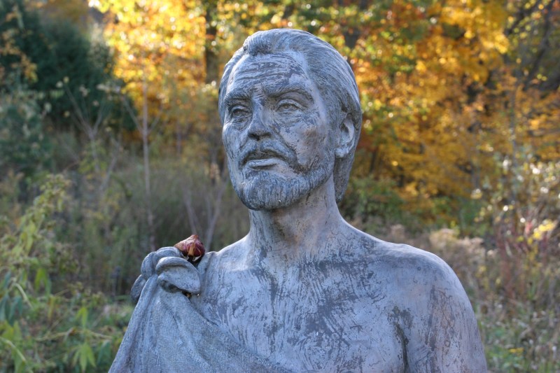 This sculpture of Juan Diego stands near the grounds entry.