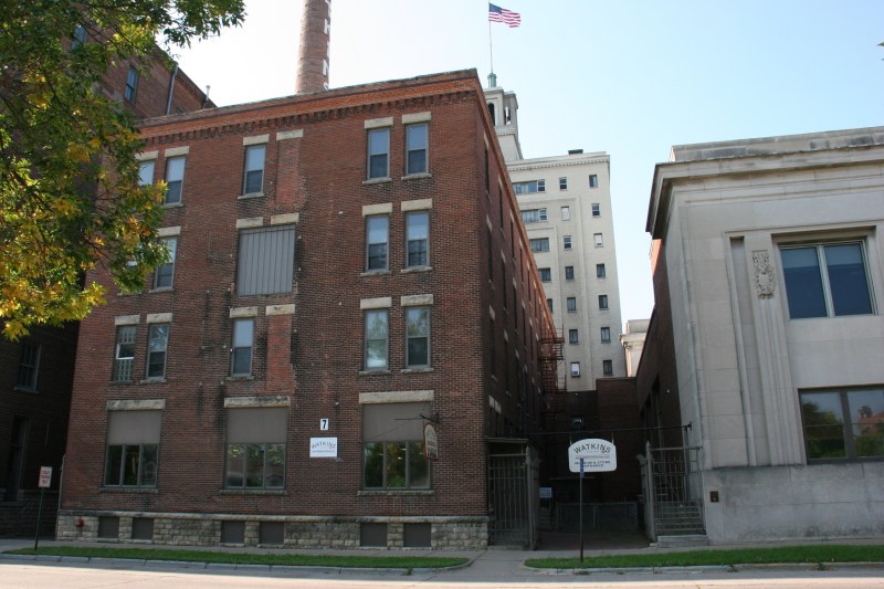 The historic Watkins complex (museum on left, administrative building on right) is on the National Register of Historic Places.