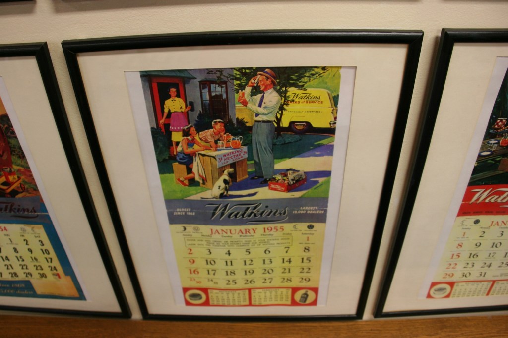 Art in a vintage Watkins calendar.
