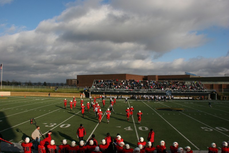 Occasionally, the clouds parted and sunshine shone upon the football field.