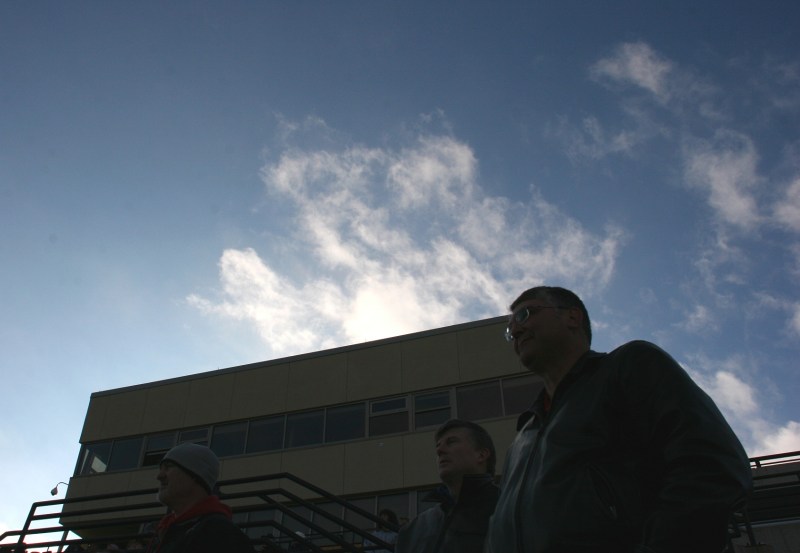 My brother, right, and friends watch the game.