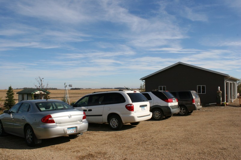 We arrive mid-morning on a cool and windy Saturday to process the horseradish.