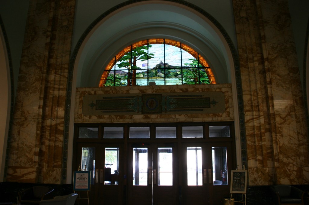 Inside, looking toward the front doors.