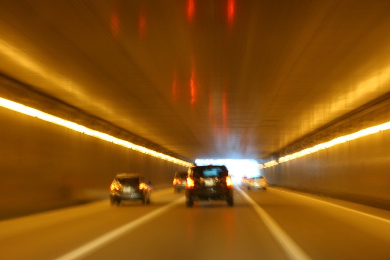 Driving through the Lowry Hill Tunnel.