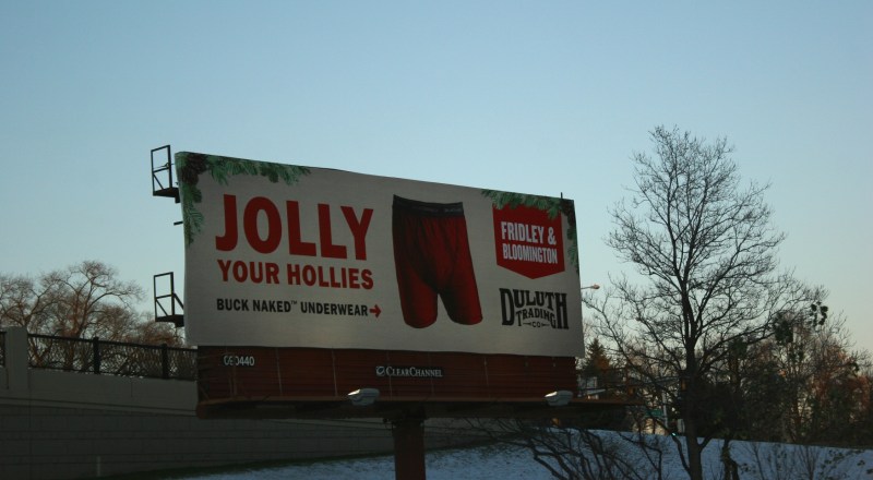 Duluth Trading Company's billboard along Interstate 35 in the south metro.