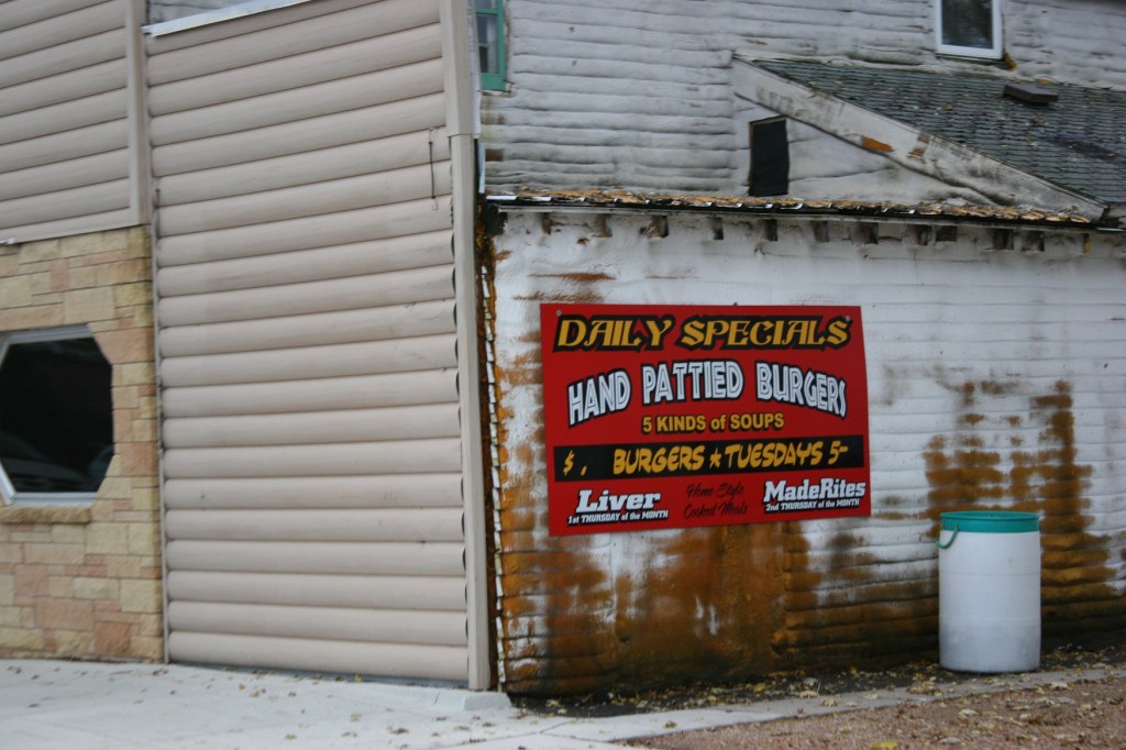 The Crow Bar in Courtland advertises food specials.
