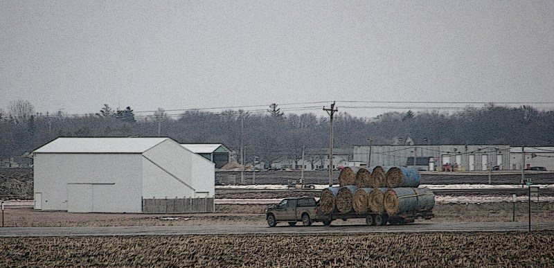 Bales on trailer, 91 along hwy 14