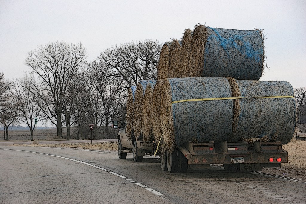 Bales on trailer, 93 turning