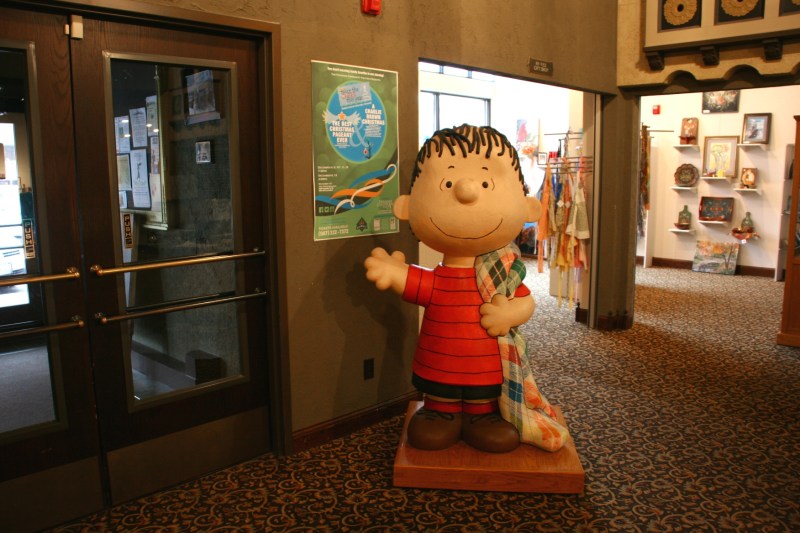 This rendition of Linus, on loan from the Faribault Woolen Mill, stood in the lobby of the Paradise Center for the Arts during the recent holiday play.
