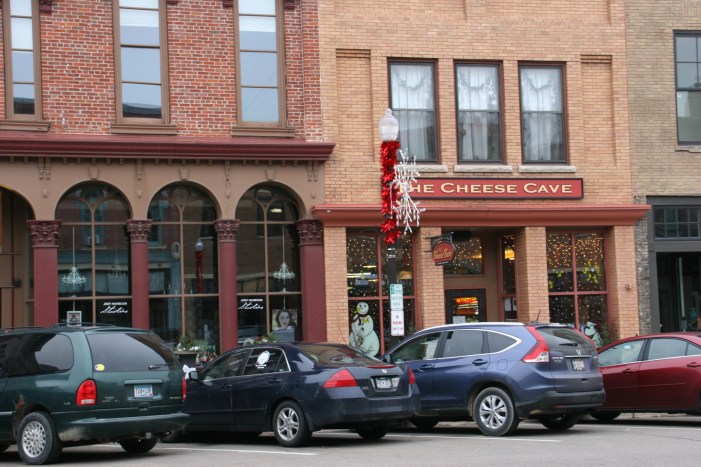 Historic buildings in downtown Faribault are decorated for the holiday season.