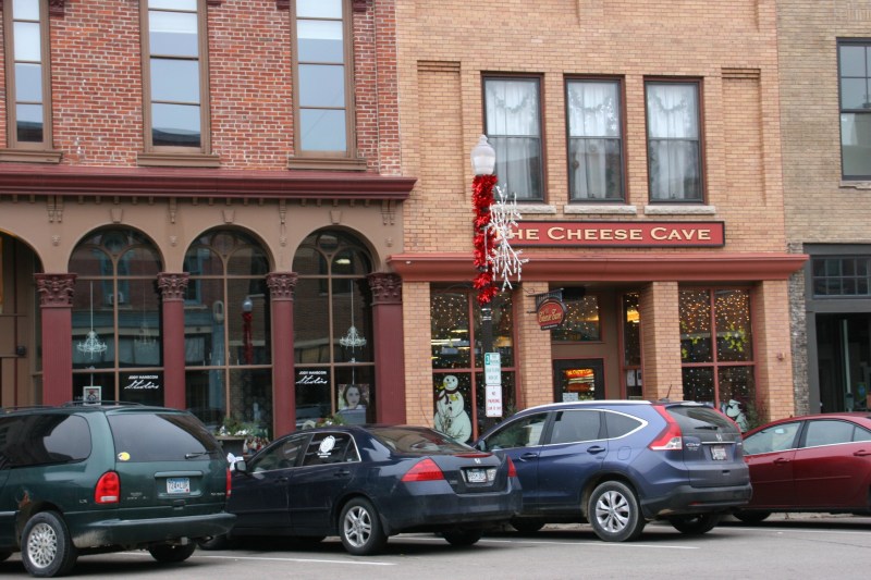 Historic buildings in downtown Faribault are decorated for the holiday season.