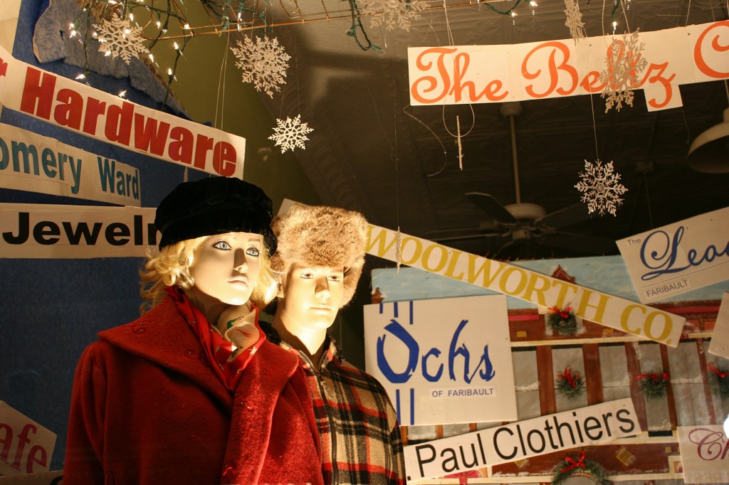 Even the clothing on the mannequins in The Crafty Maven display is vintage.