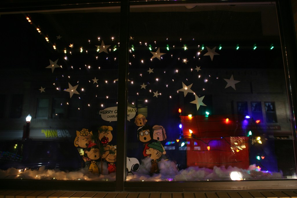 Charlie Brown and crew also occupy a window space at the Paradise Center for the Arts.