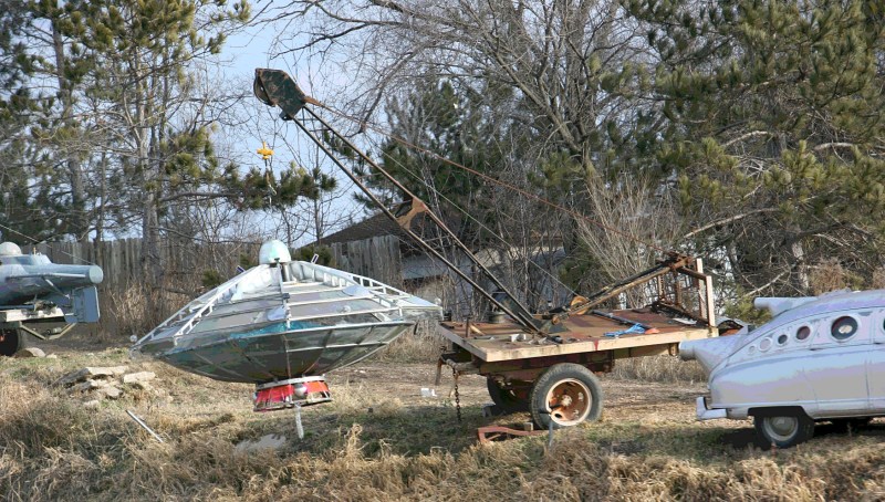 You never know what art will be showcased in Hot Sam's Interstate 35 display. I've seen a shark, guitar, submarine...