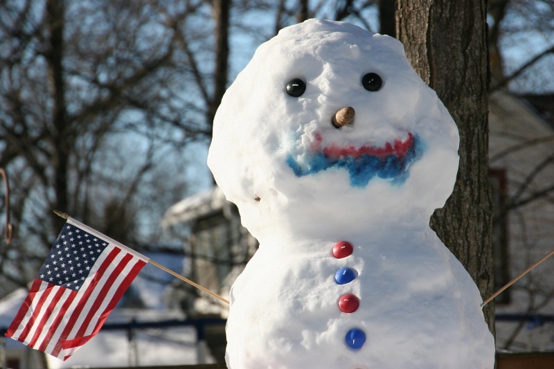 Division Street snowman, 19, close-up two