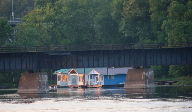 Boathouses as photographed from Levee Park in Winona. Minnesota Prairie Roots photo, September 2015.