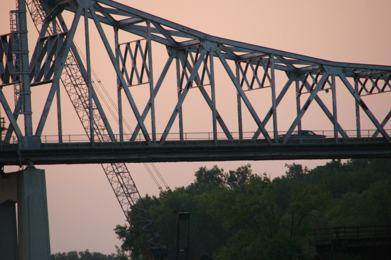The old Mississippi River bridge in Winona. Minnesota Prairie Roots photo 2015.