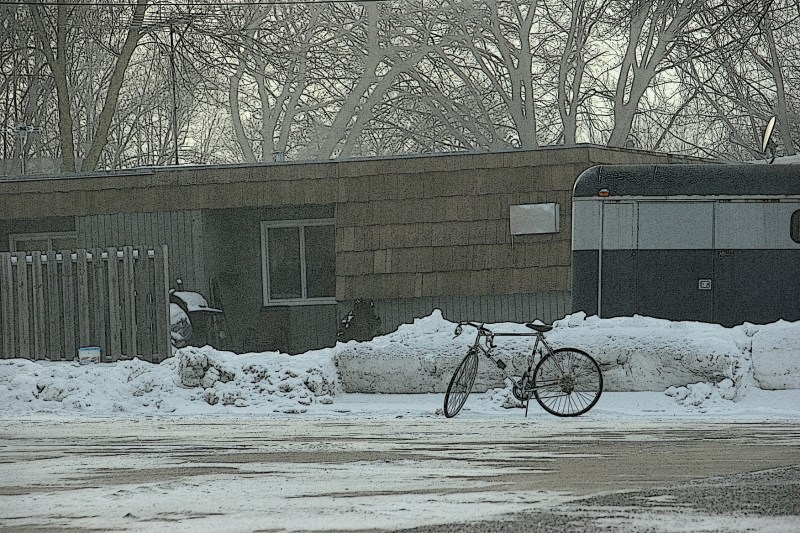 Winter does not stop Minnesotans from riding their bikes. This one was spotted in Montgomery.