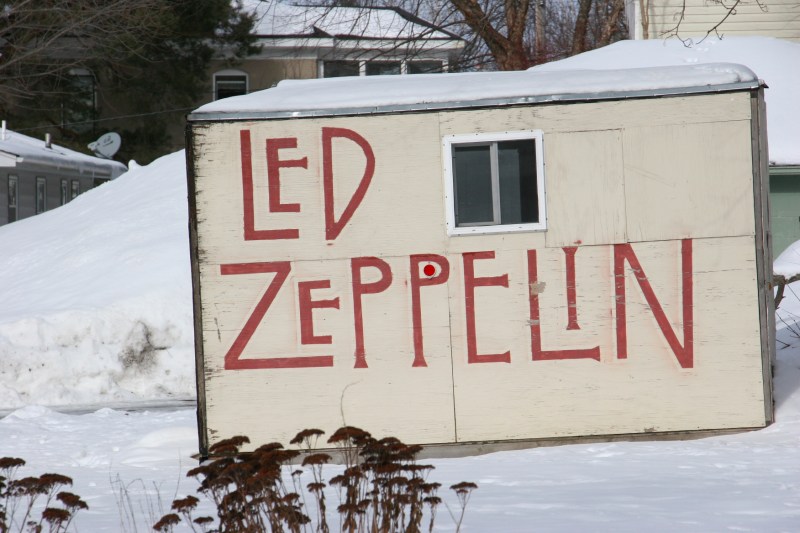 Led Zeppelin name on shed 61 close-up