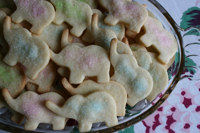 Guests loved the cute mini elephant roll-out cookies I made and sprinkled with pastel sugars.
