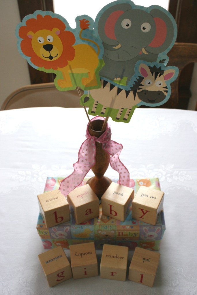 The results, a one-of-a-king centerpiece for my daughter and son-in-law's baby shower.