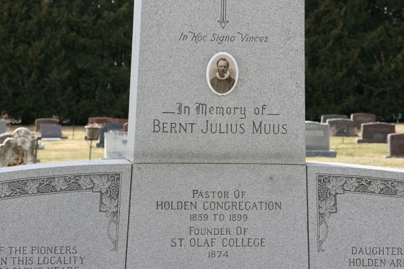 This memorial to the Rev. Bernt Muus was built in