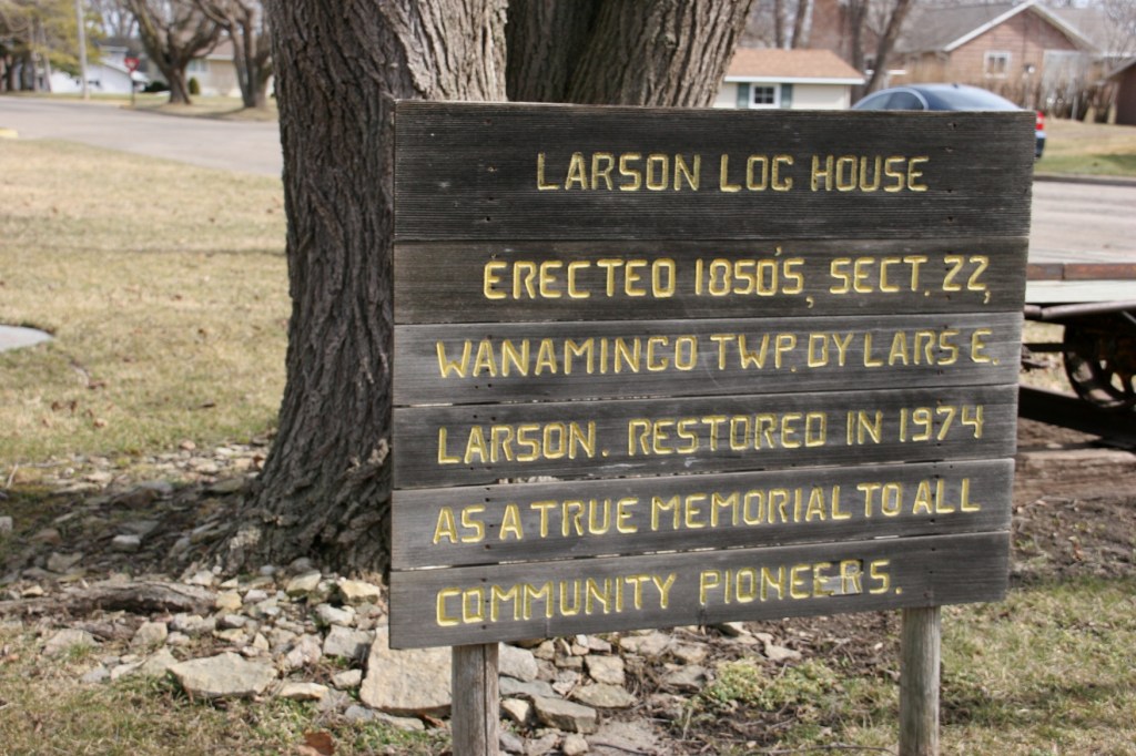 This sign marks the log cabin.