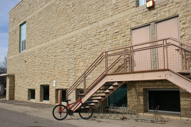 This bike was parked outside the elementary school in Wanamingo on Saturday.