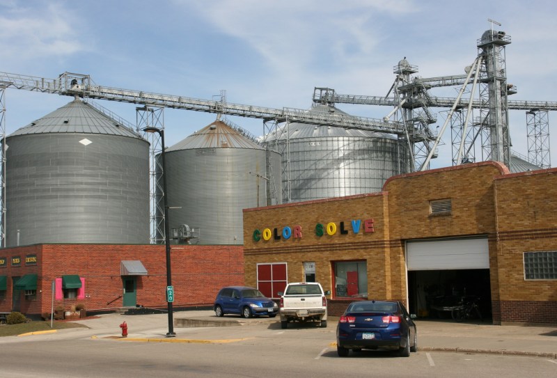 Small town Wanamingo, 36 grain bins
