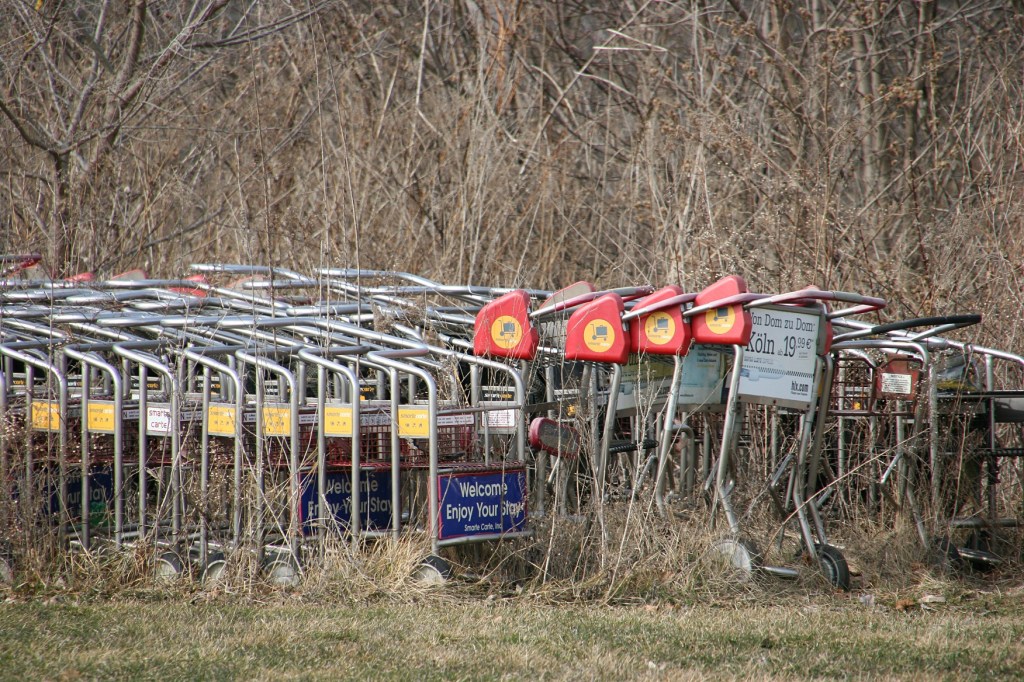 Some of the airport luggage carts still remaining in Wanamingo.