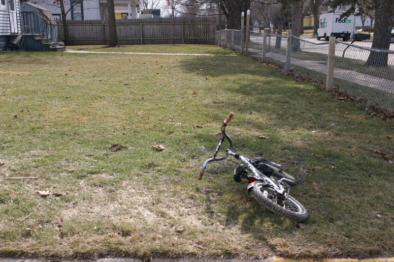 Small town Wanamingo, 46 bike in yard