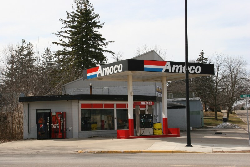 I love the classic corner angled gas station.