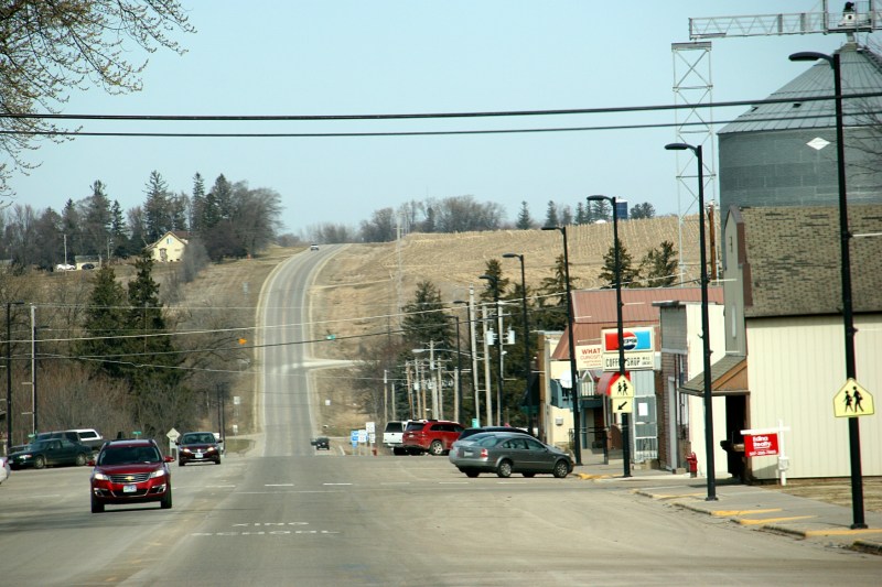 Driving into downtown Wanamingo along Minnesota State Highway 57 on a Saturday afternoon.