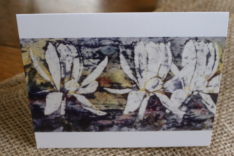 Artist Arlene Rolf, a friend and Trinity member, donated greeting cards for the outreach project. The cards are feature images of her batik art.